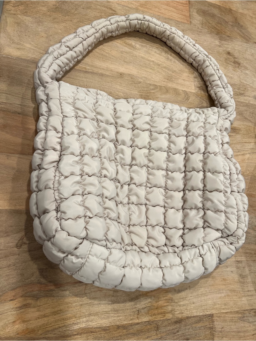 Target Quilted Puff Shoulder Bag in Light Beige